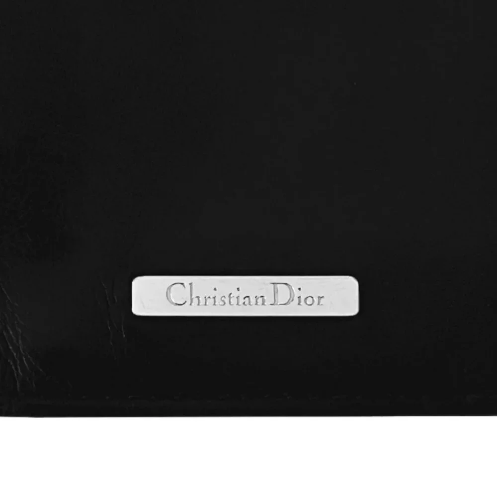 Christian Dior Vintage Leather Bi-fold Long Wallet Black Authentic Rank AB